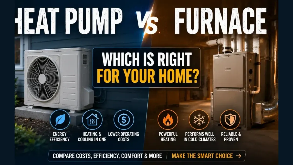 Heat pump and furnace comparison showing key home-comfort considerations